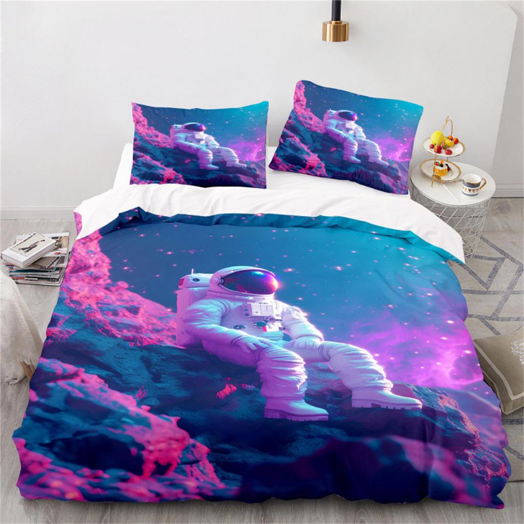Astronaut Comforter Cover Set For Boys,Outer Space Adventure Duvet Cover Galaxy Cosmonaut Spaceman Planet Universe Bedding Set