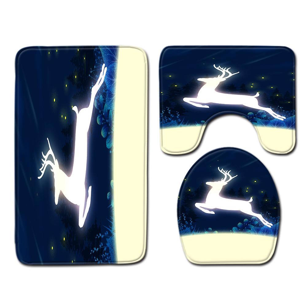 Christmas Bathroom Floor Mat Toilet Three-Piece Set
