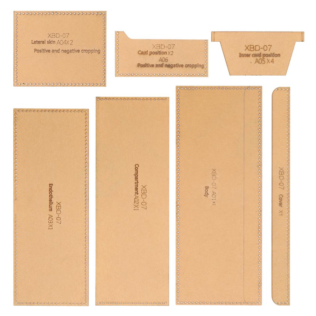 7Pcs Acrylic Template Wallet Sewing Leather Luggage Pattern Making Cutting Mould XBD‑07