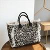 Canvas Leopard Print Large Capacity Shoulder Bags 2026 High Quality New Bags Casual Beach Vacati Basic Style Handbags