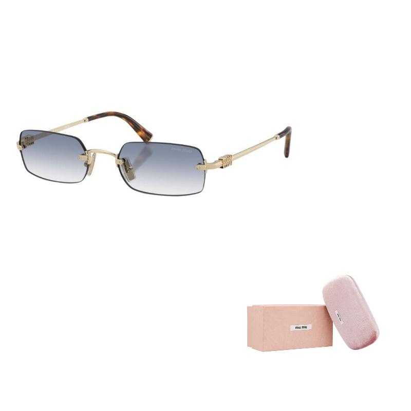 Miu Miu Logo Metal Rectangular Sunglasses Women sunglasses Light-Gold MUB50SZVN80O