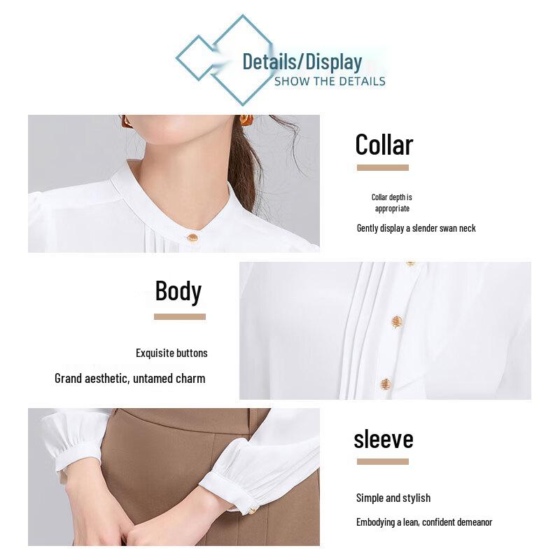 Women's Elegant Wrinkle-Free Long-Sleeve White Shirt