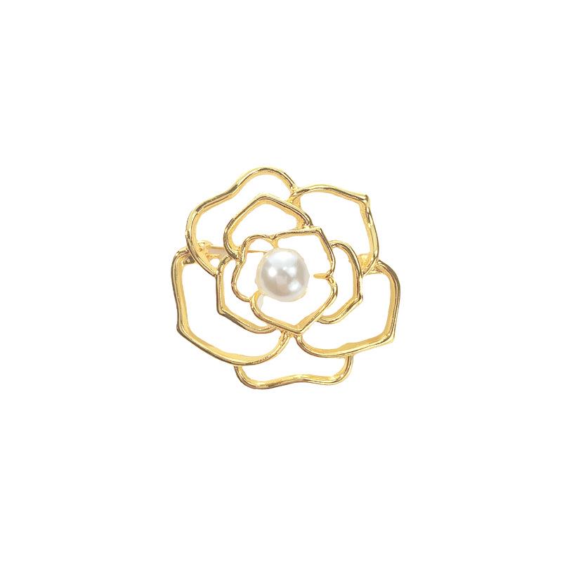 Matte Gold Pearl Wheat Ear Corsage Brooch for Women - High-End Versatile Pin with Anti-Exposure Design