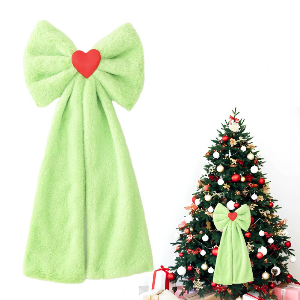 Pluszowa Kokardka Miękka Puszysta Kokardka Pluszowa Aksamitna Kokardka Zielone Tkaninowe Kokardki z Długim Ogonem na Wierzchołek Choinki Urodziny