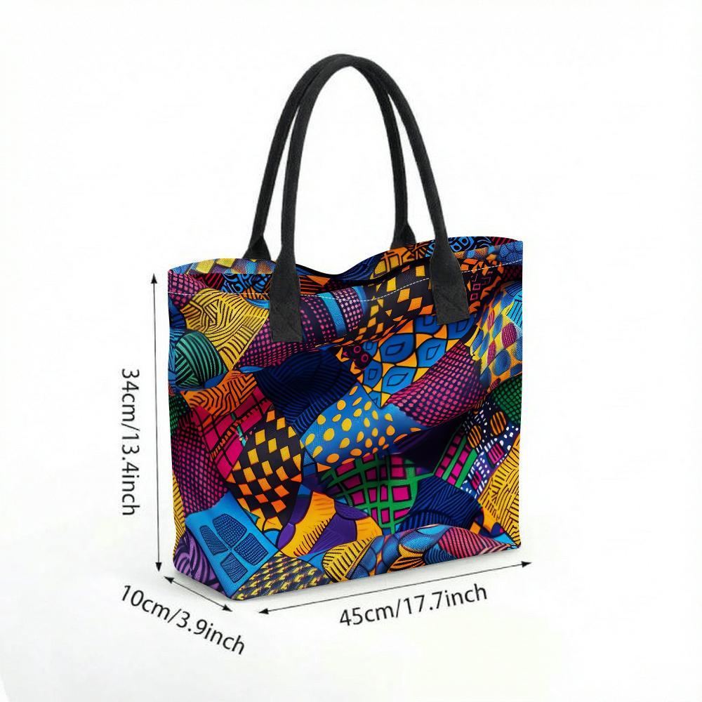 African Printed Tote Bag Casual Large Capacity Handbag for Daily Use