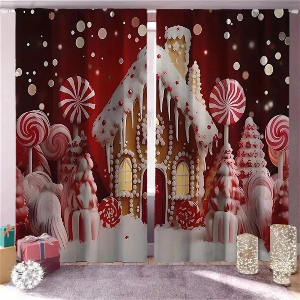 2-teilige moderne Weihnachts-Türvorhänge mit Weihnachtsstrumpf, festlicher Digitaldruck, Feiertagsdekoration für Wohnzimmer, Schlafzimmer