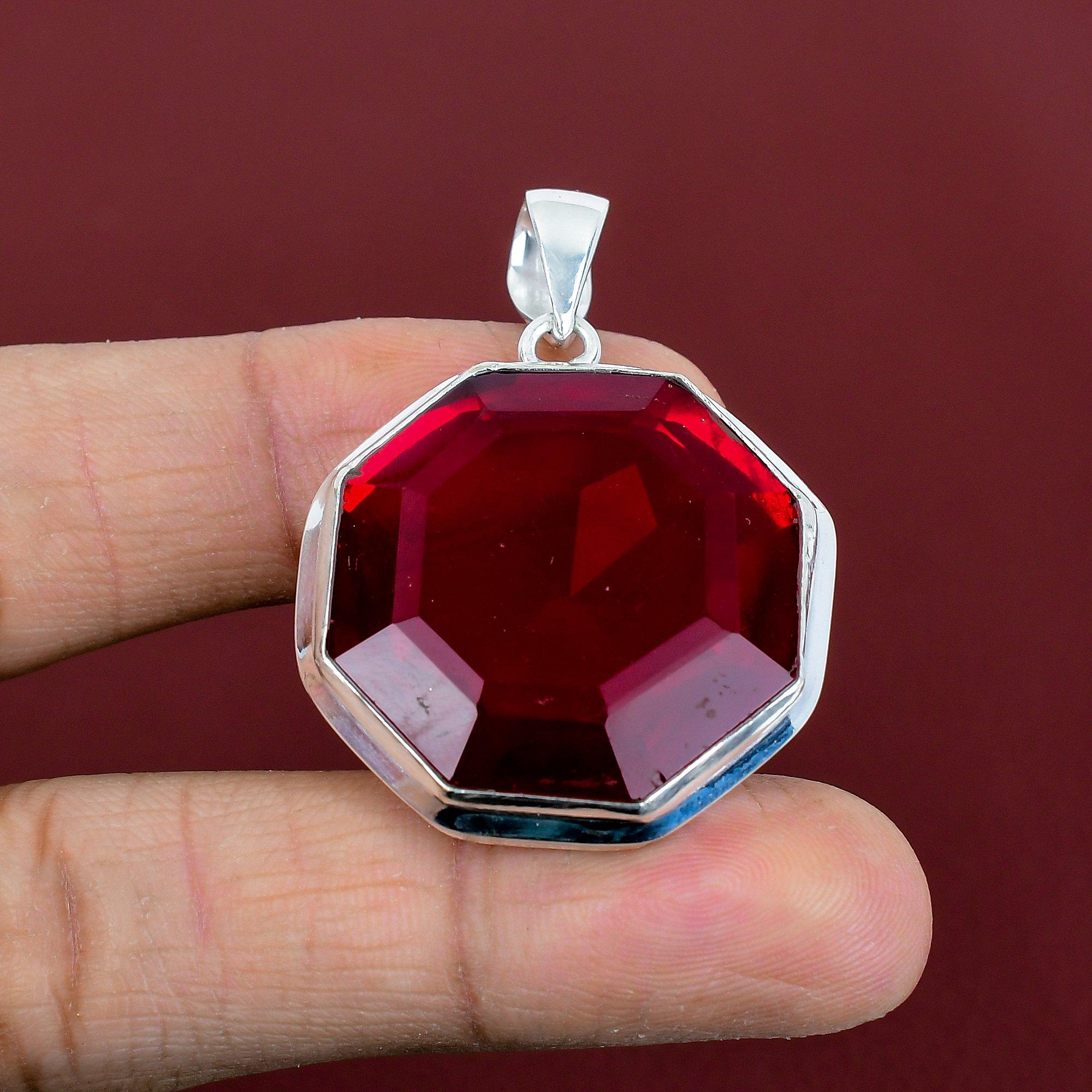 Faceted mozambique garnet pendant 925 sterling silver pendant handmade gemstone pendant antique jewelry gifts for him latest design pendant