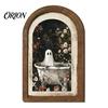 Halloween Spooky Decorative Sign Ghost Wall Decor, Cute Table Sign, Vintage Arch Framed Fall Season Accent Picture, Art for Mantel Living Room Bedroom