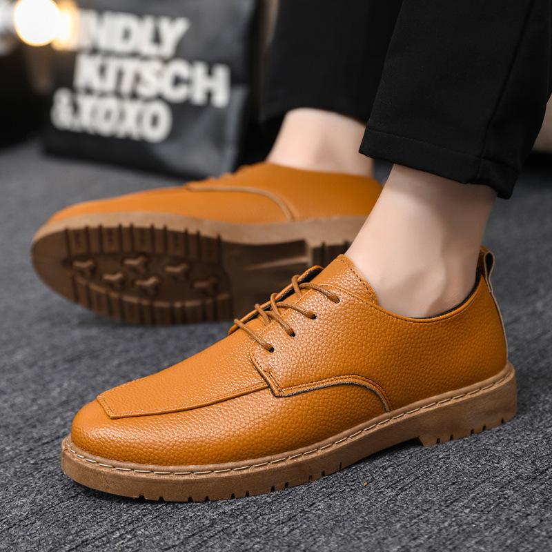 Breathable Thick-Soled Work Simple Leather Surface Soft Leather British Men'S Casual Dress Leather Shoes Non-Slip Moisture Shoes