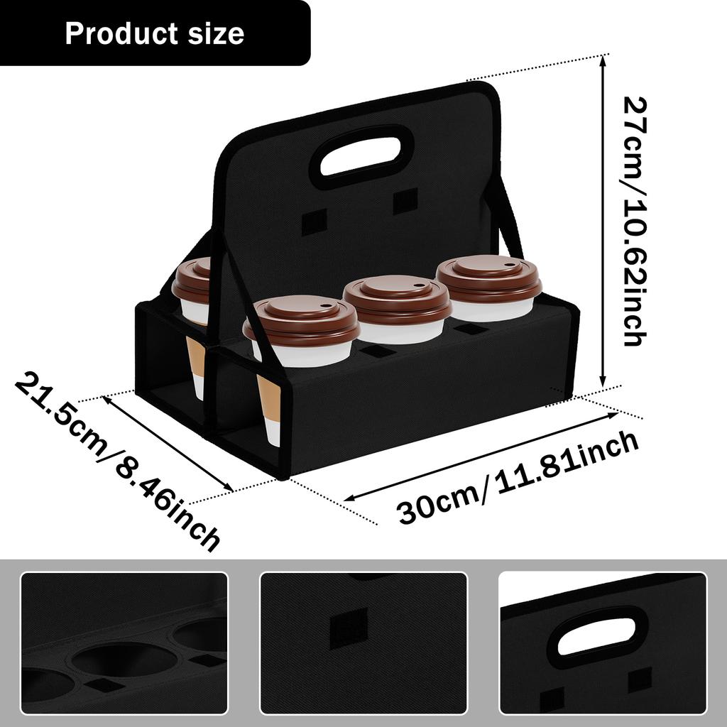 Oxford Cloth Drink Delivery Carrier 6 Cup Coffee Carrier Foldable Soft Drinks Carrier Wear Resistant Reusable Portable Drink