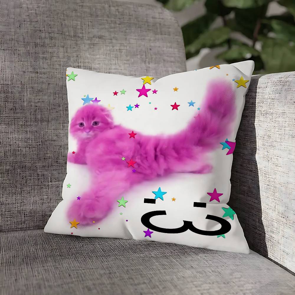Cute Funny Rainbow Alien Cat Pillow Case For Sofa Decor Car Office Room Printing Cushion Cover Decorations and Protector