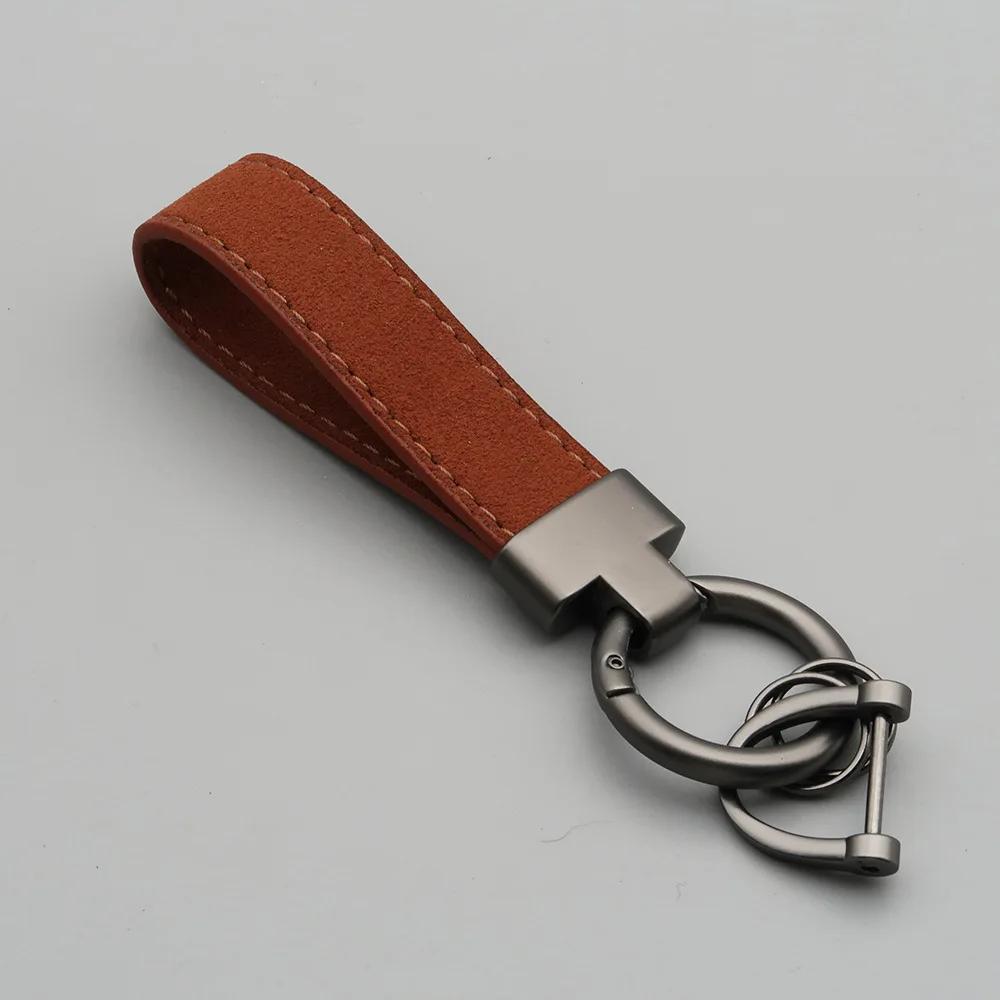 Laser Custom Logo Keyring Box Set Gift Personalized Name Number T Buckle Suede Leather Keychain Bag Car Key Chain Men’s Women‘s