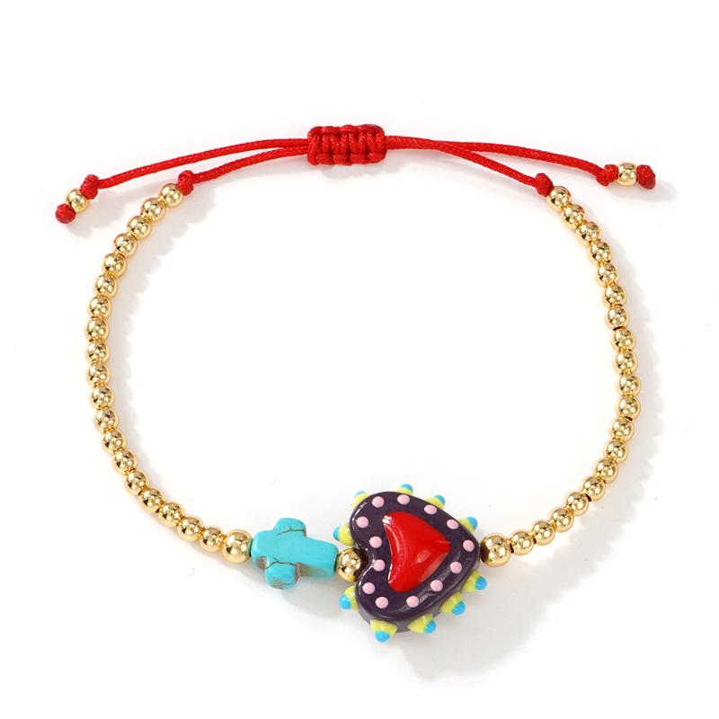 Women Bohemian Beaded Bracelet Colorful Heart & Star Charms Adjustable Chain Perfect For Daily Wear Vacation And Holiday Gift