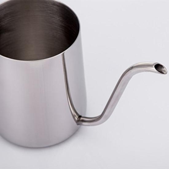 Kitchenware Coffee Drip Pot, Narrow Mouth Teapot, Stainless Steel Drip Pot, Narrow Mouth Tea Kettle, 304 Stainless Steel (350cc, Silver)