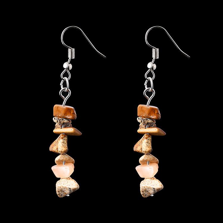 Irregular Natural Crystal Stone Beaded Earrings Multicolor Stone Diy Fringed Earrings E05