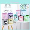 Pu Cartoon Grid Round Storage Bin With Foldable Design For Desk Organization And Office Use