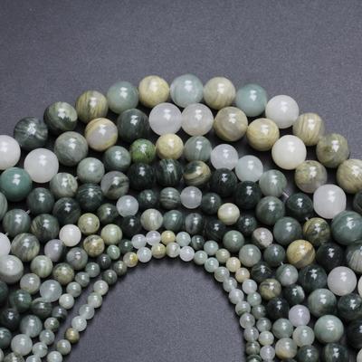 Home Party Supplies Round DIY 4 6 8 10mm Jewelry Making Accessories Natural Green Grass Stone Keychain For Bracelet Necklace Loose Beads