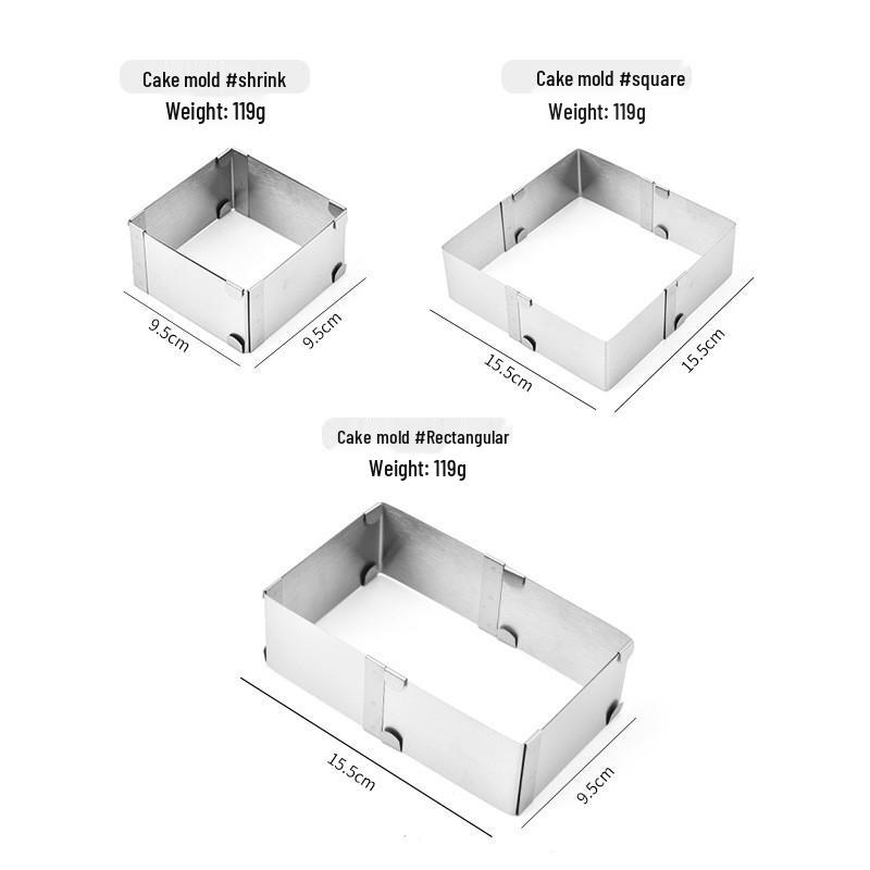 Stainless Steel Adjustable Square Mousse Ring Cake Mold