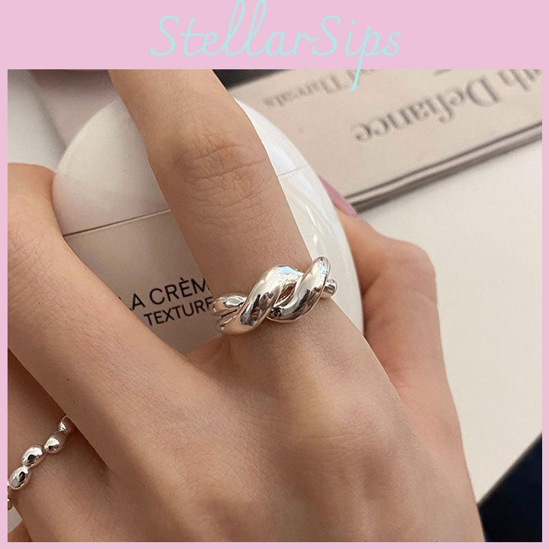 Elegant 925 Sterling Silver Twisted Crossover Ring For Stylish Women With Unique Design