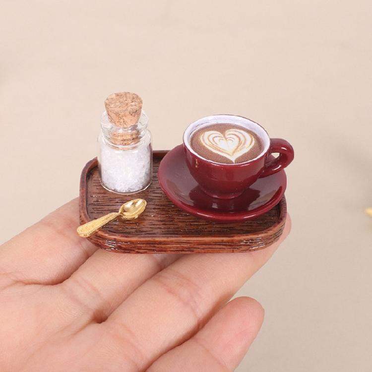 Miniature English Coffee Cup Party Accessories Alloy Coffee Cup Set Pretend Play Detail Dollhouses Decors 3 Set