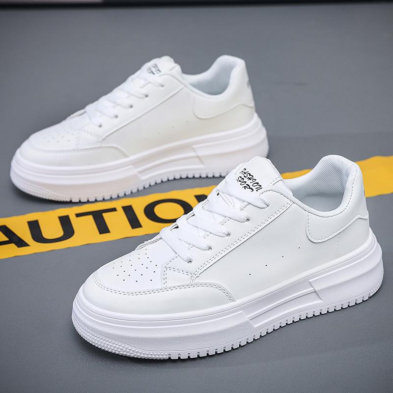 Men's Breathable Light Casual Shoes Summer Soft-sole Flat Walking Shoes Outdoor Thick-sole Youth White Shoes Sports Borad Shoes
