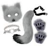 Halloween Fox Mask Set With Paws Gloves Cute Collar Furry Tail Cosplay Costume Party