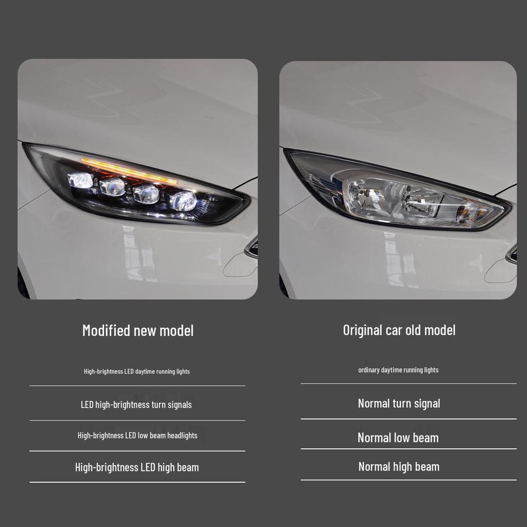 15-18 Ford Focus LED Headlight Assembly with Crystal Lens, DRL, and Flowing Turn Signals