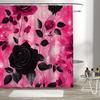 Open 1Pcs Pink Rose Flower Theme Digital Printed Shower Curtain, Shower Curtain With Hooks, Home Decor, Curtain Home Decor