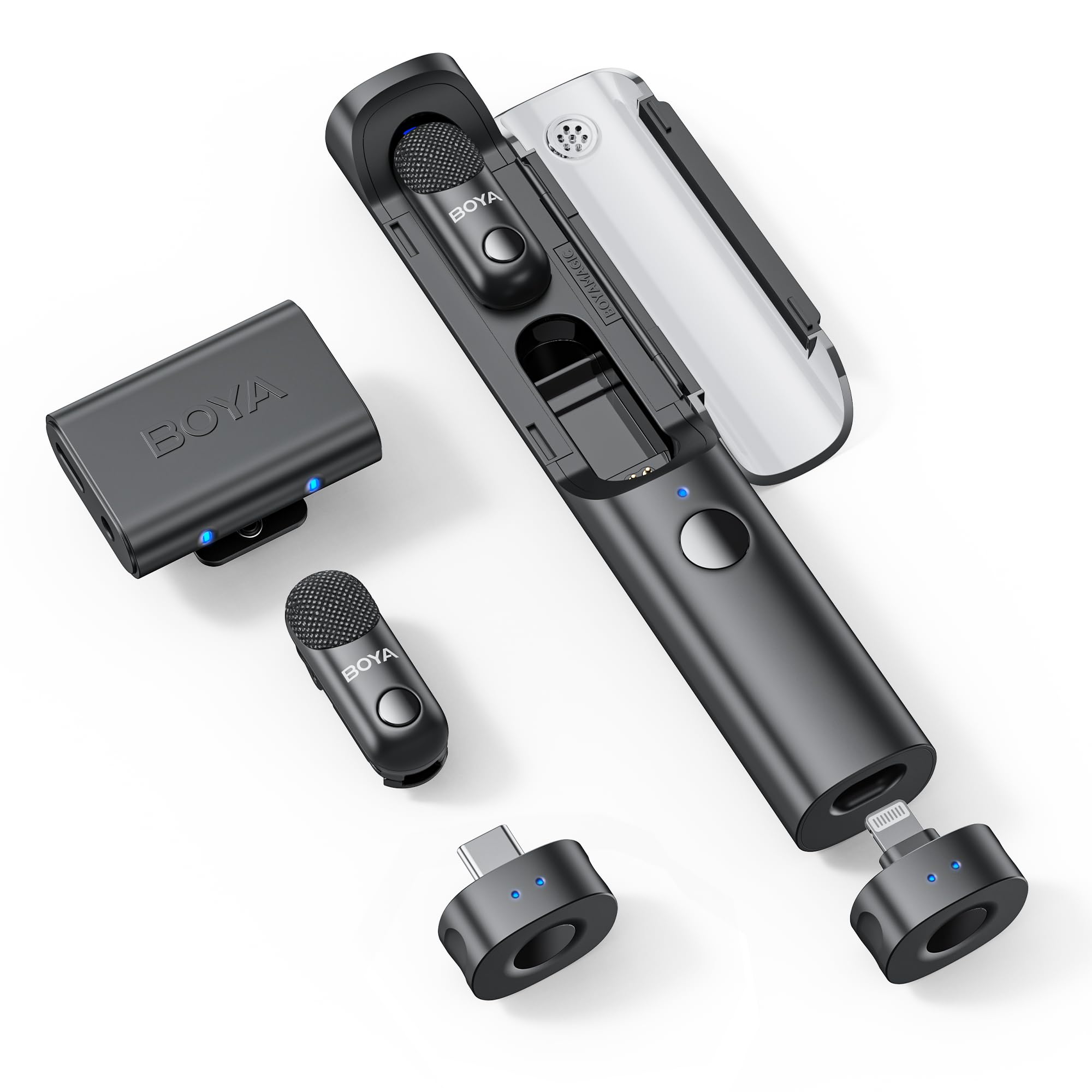 

BOYA Magic Lapel Wireless Microphone with AI Noise Compatible with iPhone and Android 100m Transmission for Two Charging Case 30H Continuous Use for