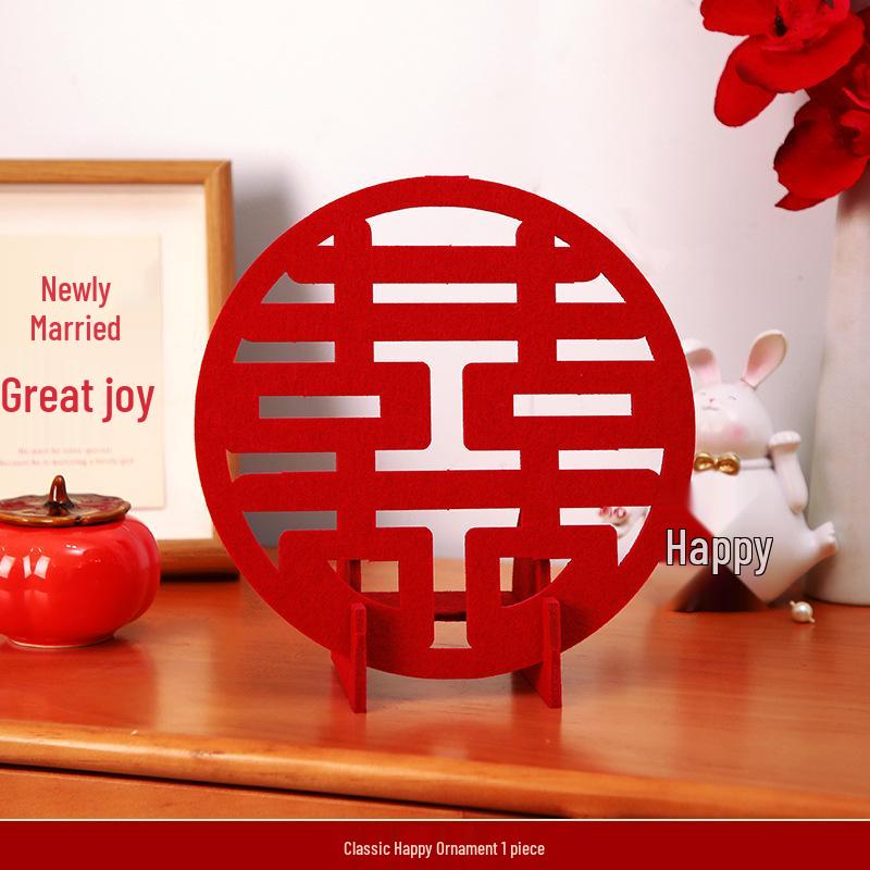 3D Double Happiness Wedding Engagement Tabletop Ornament & Living Room Décor