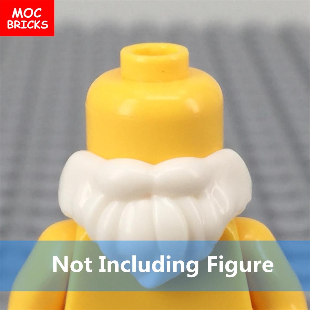 12 uds./lote Bloques MOC Casco Blanco Capa Barba Modelo 4cm Parte del Cuerpo de Figura Bloques de Construcción Educativos Pequeños Juguetes para Niños