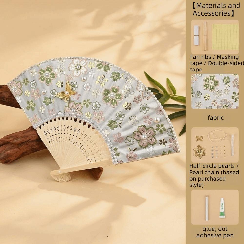 Butterfly Floral Print Hand Fan Portable Chinese Style Fan Elegant Handmade Fan Art Craft Project