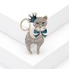 Cartoon Full Diamond Alloy Kitten Brooch, Fashionable And Atmospheric Clothing Accessories