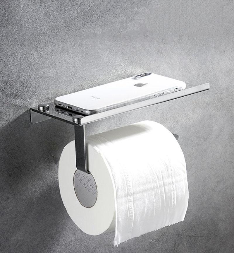 304 Stainless Steel Bathroom Tissue Holder Bathroom Cell Phone Holder Gold/Black Bathroom Cell Phone Holder Toilet Roll Holder