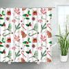 Christmas Shower Curtains Creative Xmas Tree Elk Snowflake Buffalo Plaid New Year Holiday Fabric Bathroom Decor Bath Curtai.