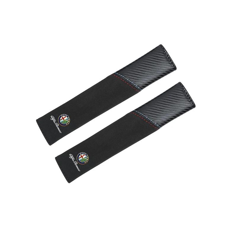 Car Stickers For Alfa Romeo Carbon Fiber Car Seat Belt Shoulder Cover Safety SeatBelt Protection Pad For Alfa Romeo 4C 159 166 S