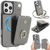 Portemonnaie-Hülle für iPhone 17/Air/16e/16/15/14/13/12 Pro Max Umhängetasche mit Reißverschluss Abnehmbare Klappbörse RFID-Kartenhalter Magnetische Abdeckung