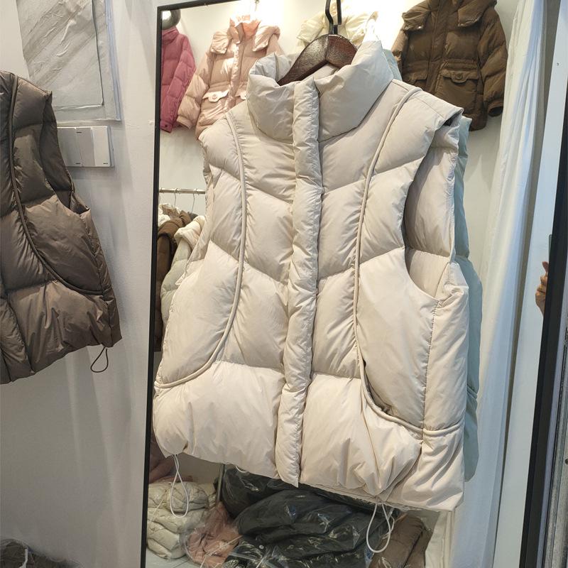 

Women s European Style Down Vest: Soft, Thickened, 90% Duck Down, Stand Collar for Autumn/Winter Small