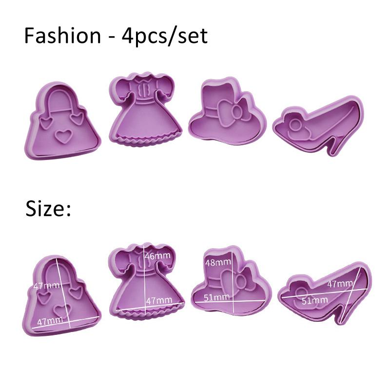 4Pcs/Set Christmas Halloween Cookie Cutter Stamp Biscuit Mold 3D Cookie Plunger Fondant Sugar Craft Pastry Cake Decorating Tool