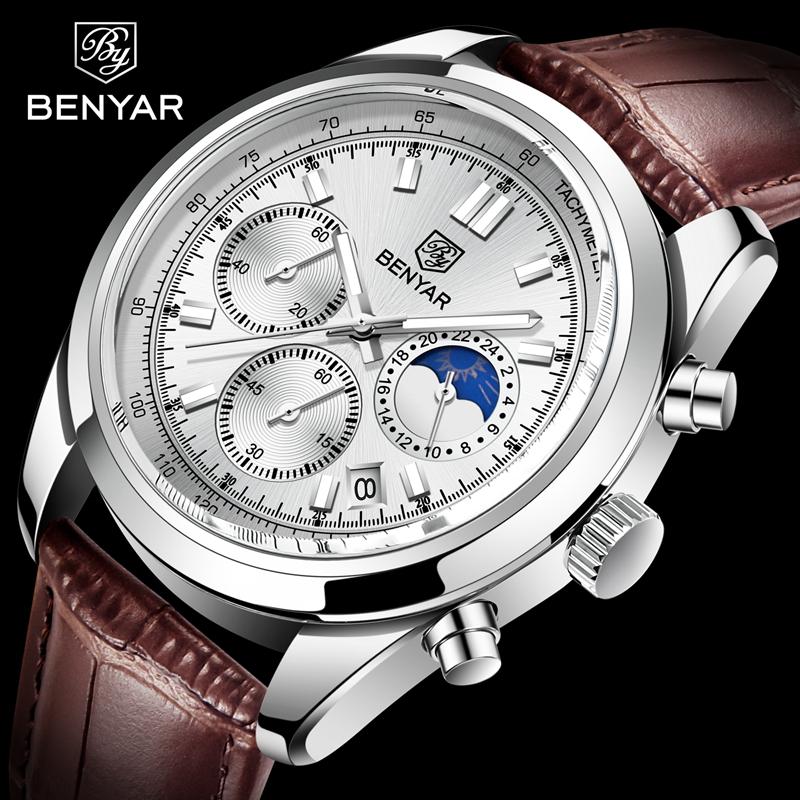 BENYAR Reloj de lujo de primera marca, movimiento japonés informal de cuarzo, reloj de cuarzo deportivo resistente al agua de primera marca para hombres