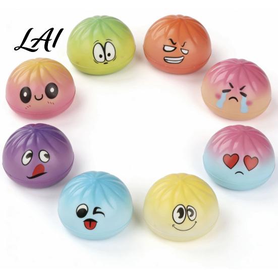 Cute Stress Ball Steamed Bun Slow-Rising Squeeze Toy Soft PU Fidget for Healing Expression Relief Food-Themed Decompression Gadget Kids Adults