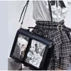 Harajuku Transparent Diy Ita Bag, Japanese Large Capacity Shoulder Crossbody Bag Student Commuter Briefcase Sweet Girls Handbag