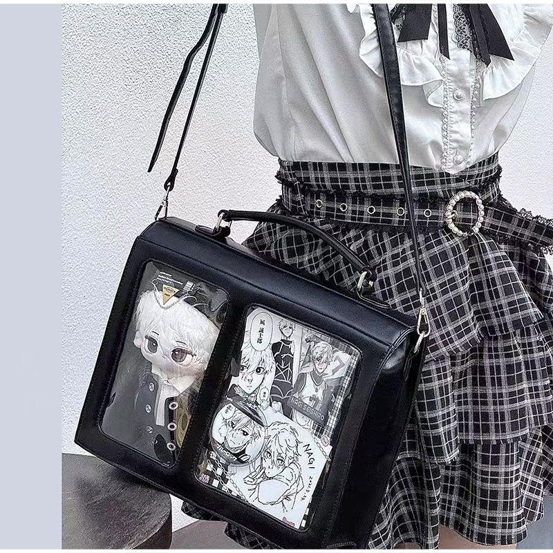 Harajuku Transparent Diy Ita Bag, Japanese Large Capacity Shoulder Crossbody Bag Student Commuter Briefcase Sweet Girls Handbag