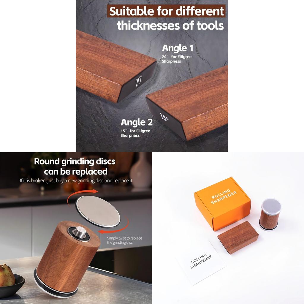 Sandalwood Doublesided Diamond Knife Sharpener With Nonslip Base For Kitchen Use