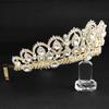 Schlichter Brautschmuck, dreiteiliges Set aus weißem Kristallkrone-Tiara, Fischgrät-Halskette und Ohrringen für Damen