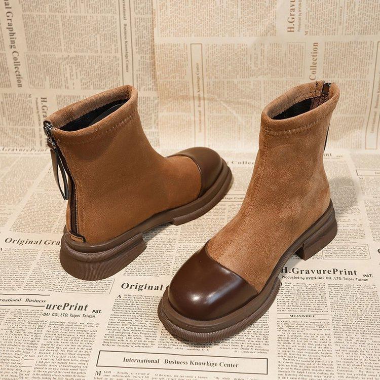 British Martin boots women's autumn 2025 new thick-soled thin boots rear zipper short boots French small ankle boots