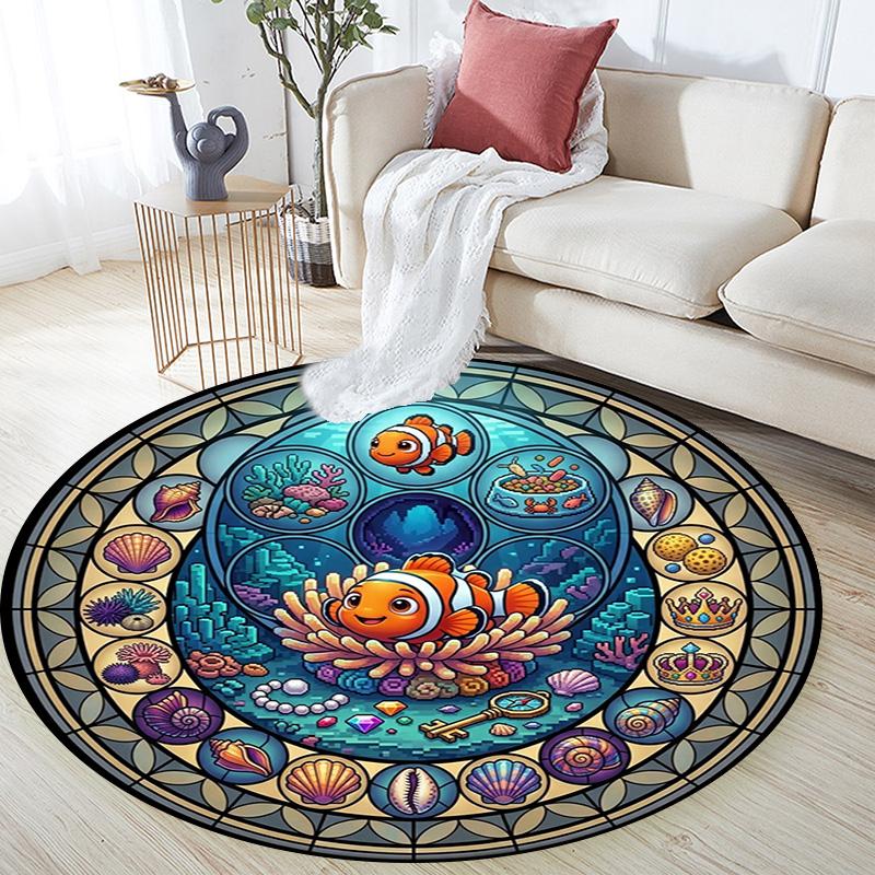 Underwater Adventure Round Area Rug Under Office Chairs Bedroom Living Room Home Decor