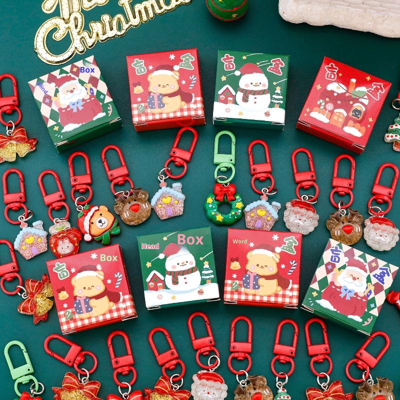 Christmas Blind Keychain Surprise Blind Box Charms Backpack Pendant Christmas Keychains Festive Gift Car Key Chain Accessories