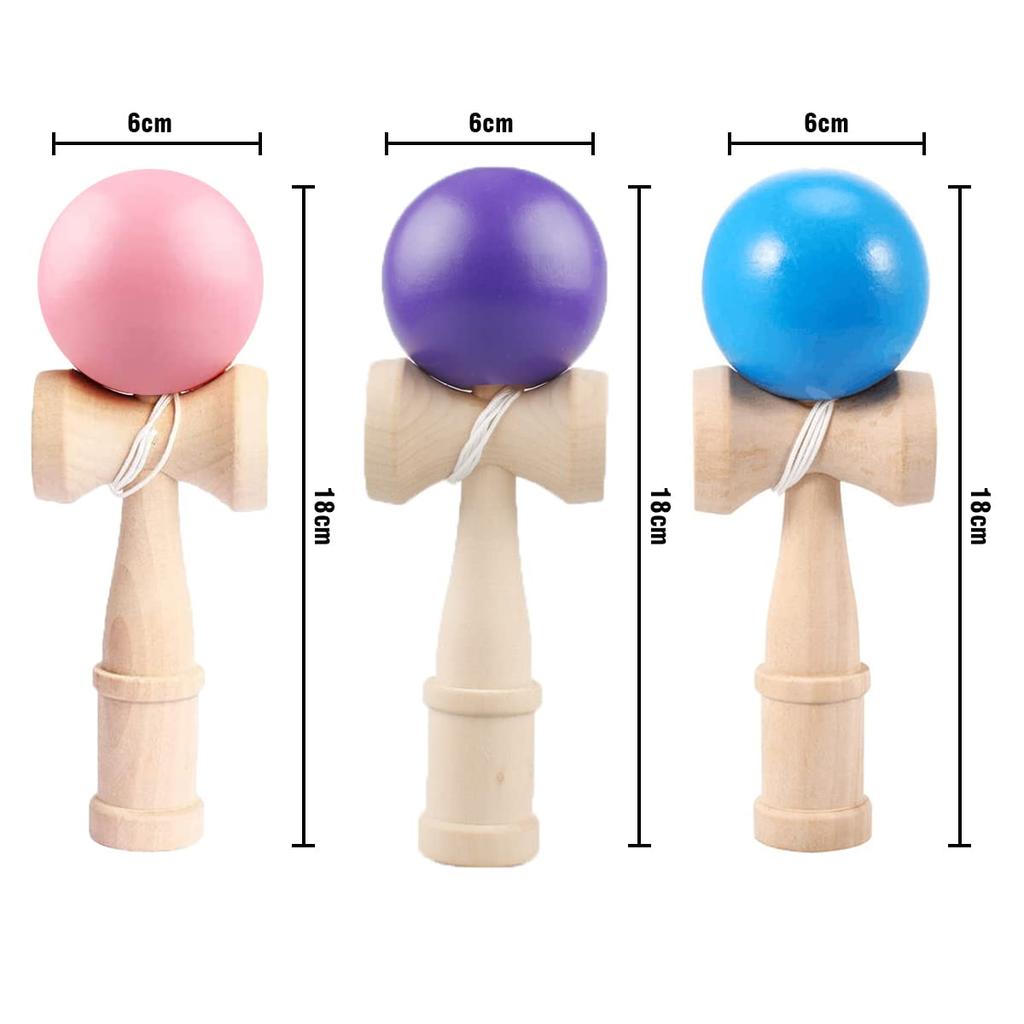 Heculos Kendama Set of 3 Wooden Kendama for Kendama and Competition (Blue, Purple, Pink) Classes, Practice,