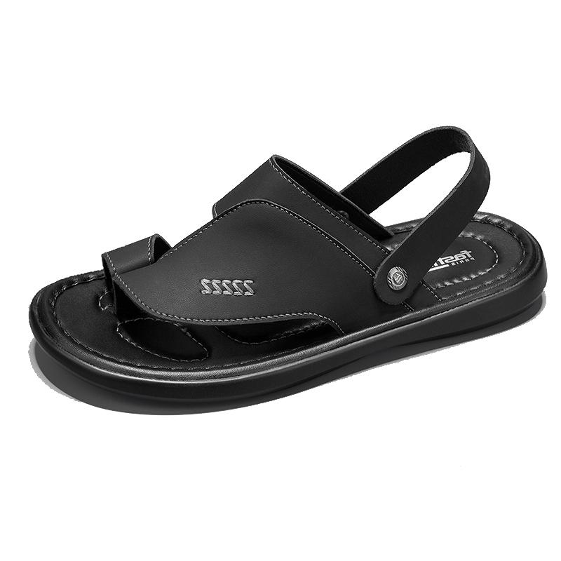 

Fashion Dual-Purpose Man Slippers Flip Flops Summer Men Outdoor Beach Shoes Breathable Cool Sandals Non Slip Comfort Male Casual Sandaly 40 чёрный